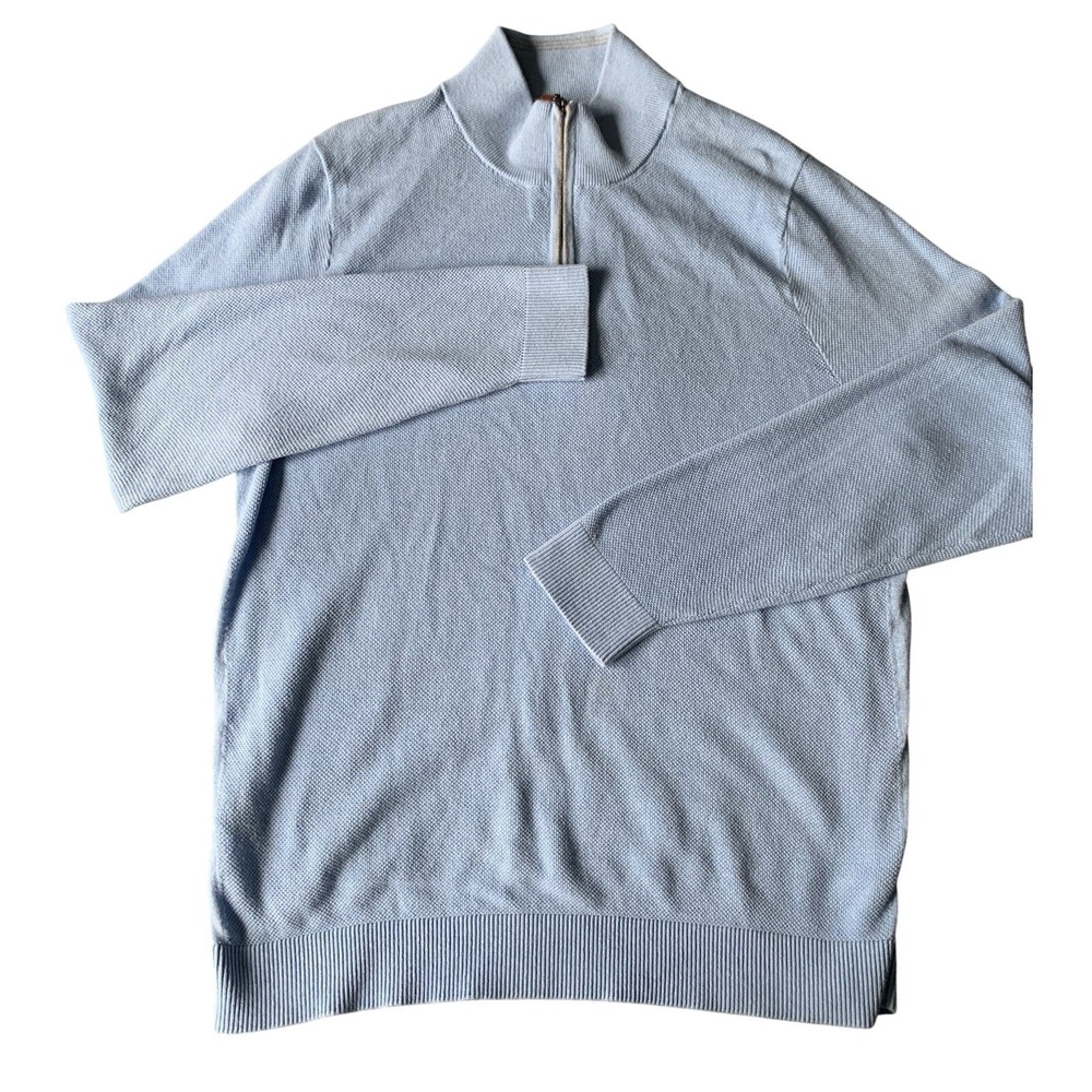Mens Tommy Bahama Island Zone Blue 1/4 Long‎ Sleeve Shirt Sweater Cotton Blend